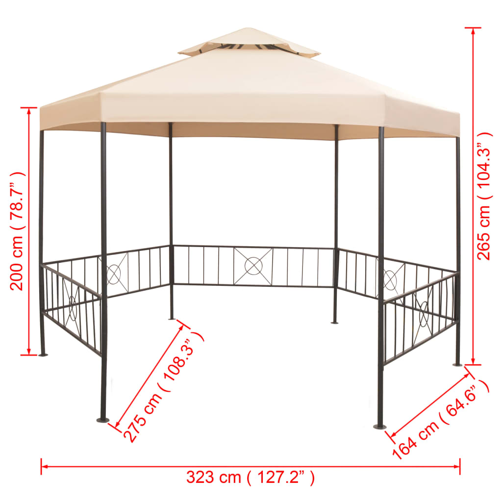 Pavilion Marchiză De Grădină, Cort, Hexagonal, 323X265 Cm,