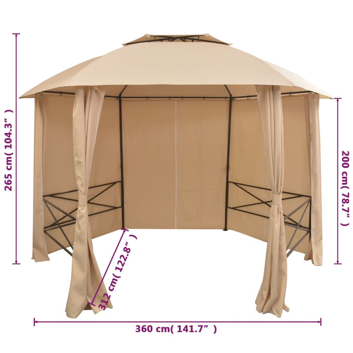Marchiză Pavilion De Grădină, Perdele, Hexagonal, 360X265 Cm