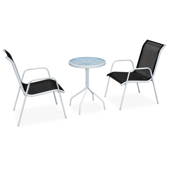 Set Mobilier Bistro, 3 Piese, Negru, Oțel