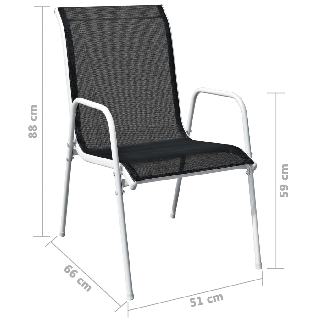 Set Mobilier Bistro, 3 Piese, Negru, Oțel