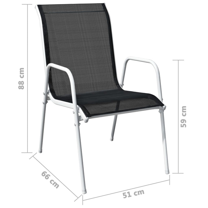 Set Mobilier Bistro, 3 Piese, Negru, Oțel