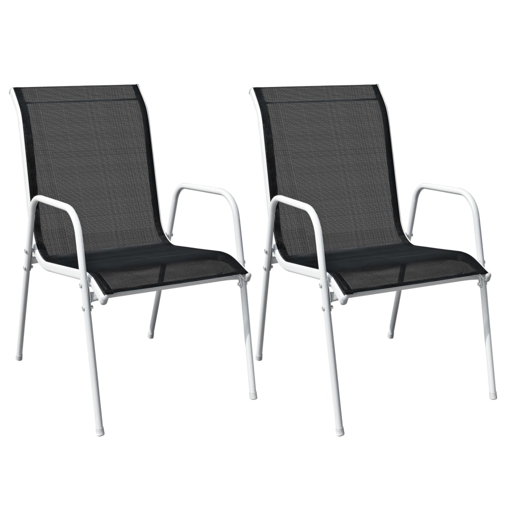 Set Mobilier Bistro, 3 Piese, Negru, Oțel