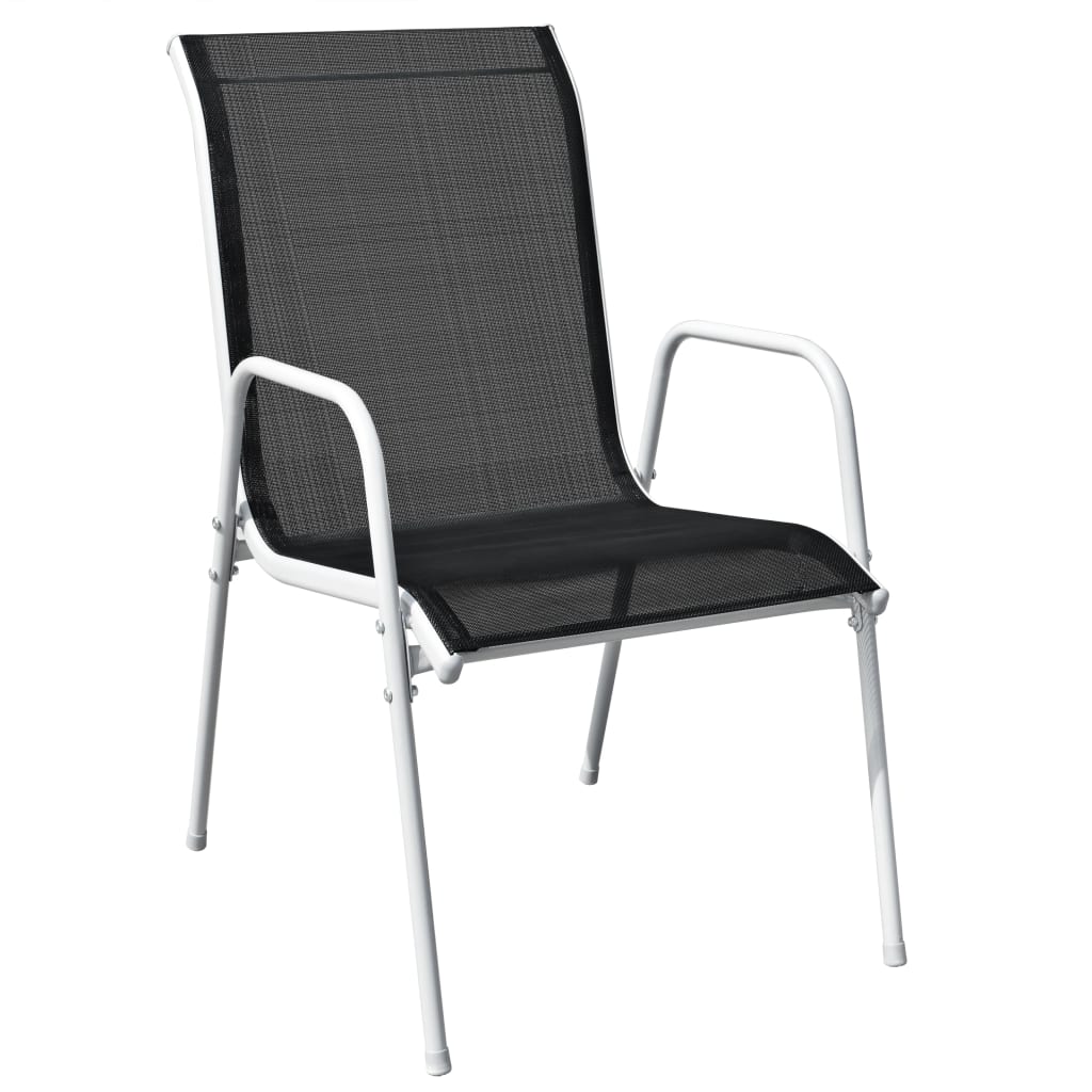 Set Mobilier Bistro, 3 Piese, Negru, Oțel