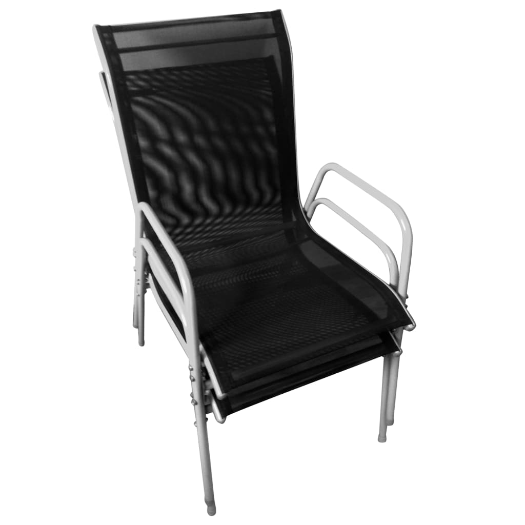 Set Mobilier Bistro, 3 Piese, Negru, Oțel