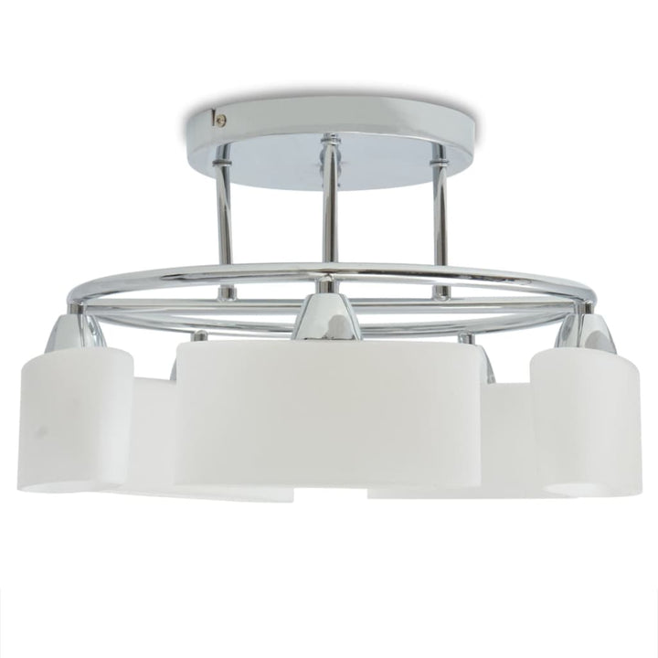 Lustră Cu Abajururi Din Sticlă Elipsoide, 5 Becuri E14, 200 W