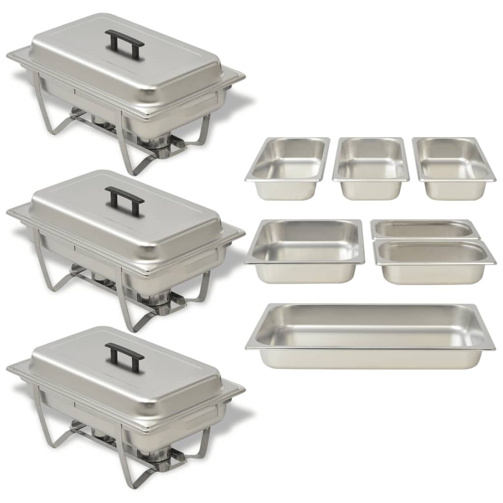 Set Vase Încălzire Mâncare, 3 Piese, Oțel Inoxidabil