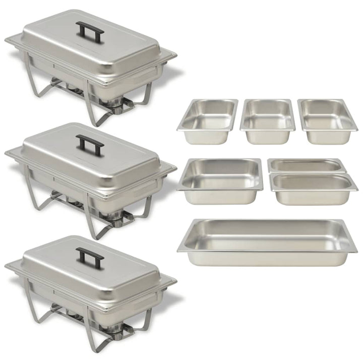 Set Vase Încălzire Mâncare, 3 Piese, Oțel Inoxidabil