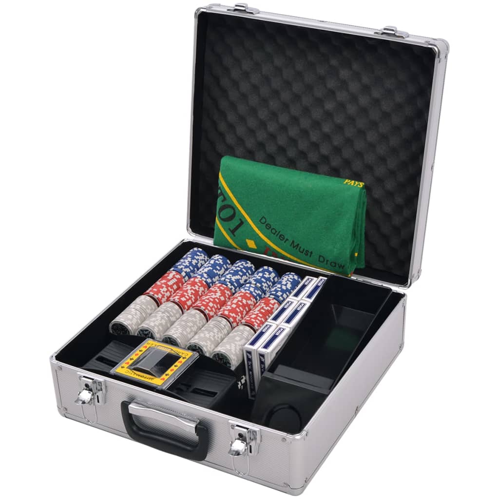 Set De Poker/Blackjack Cu 600 De Jetoane Cu Laser Din Aluminiu