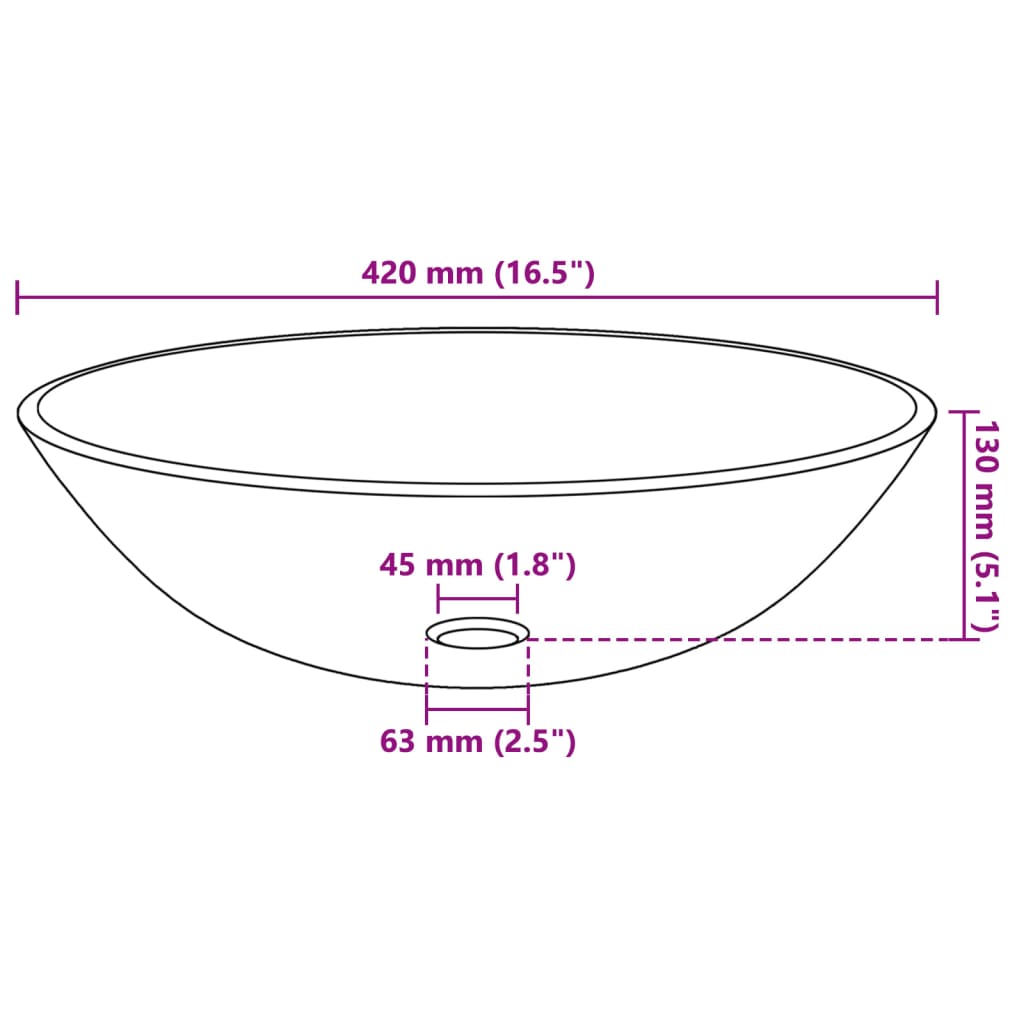 Chiuvetă Din Sticlă Securizată, 42 Cm, Mătuită
