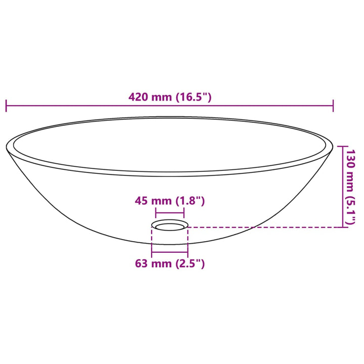 Chiuvetă Din Sticlă Securizată, 42 Cm, Mătuită
