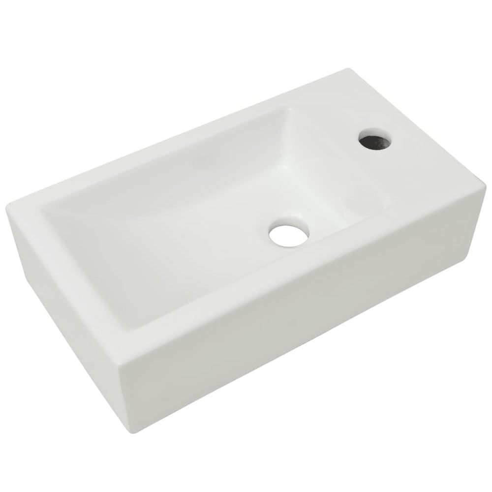Chiuvetă Ceramică Dreptunghiulară Cu Preaplin 46X25,5X12 Cm Alb