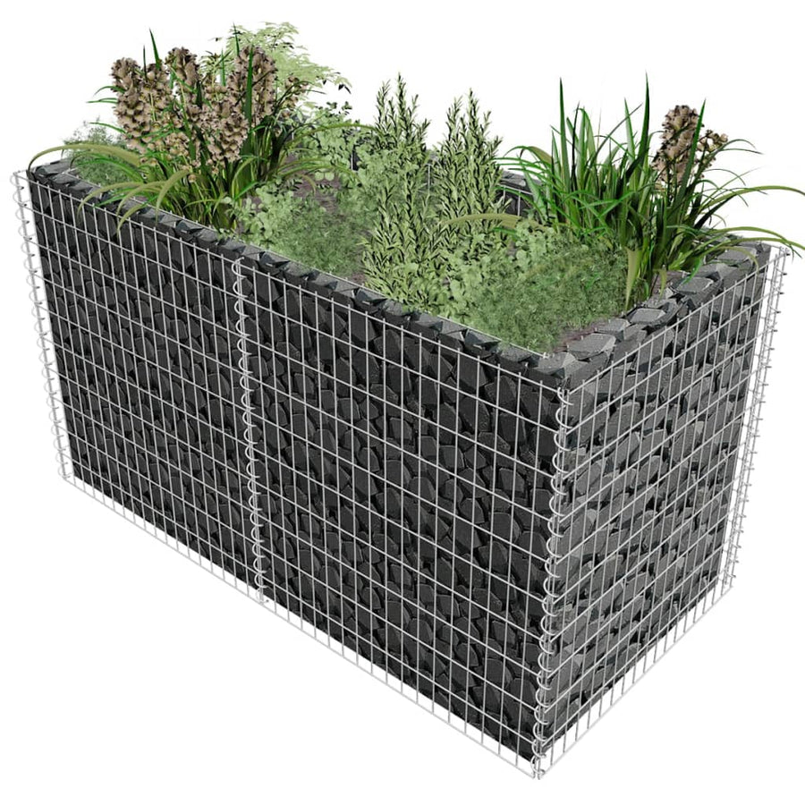 Strat Înălțat Gabion, Argintiu, 180 X 90 X 100 Cm, Oțel