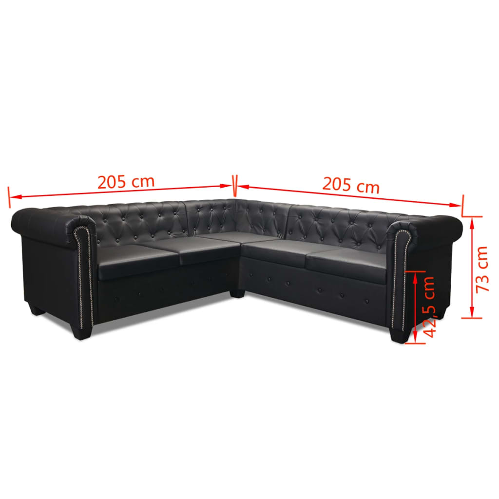 Canapea Colț Chesterfield 5 Locuri, , Piele Ecologică