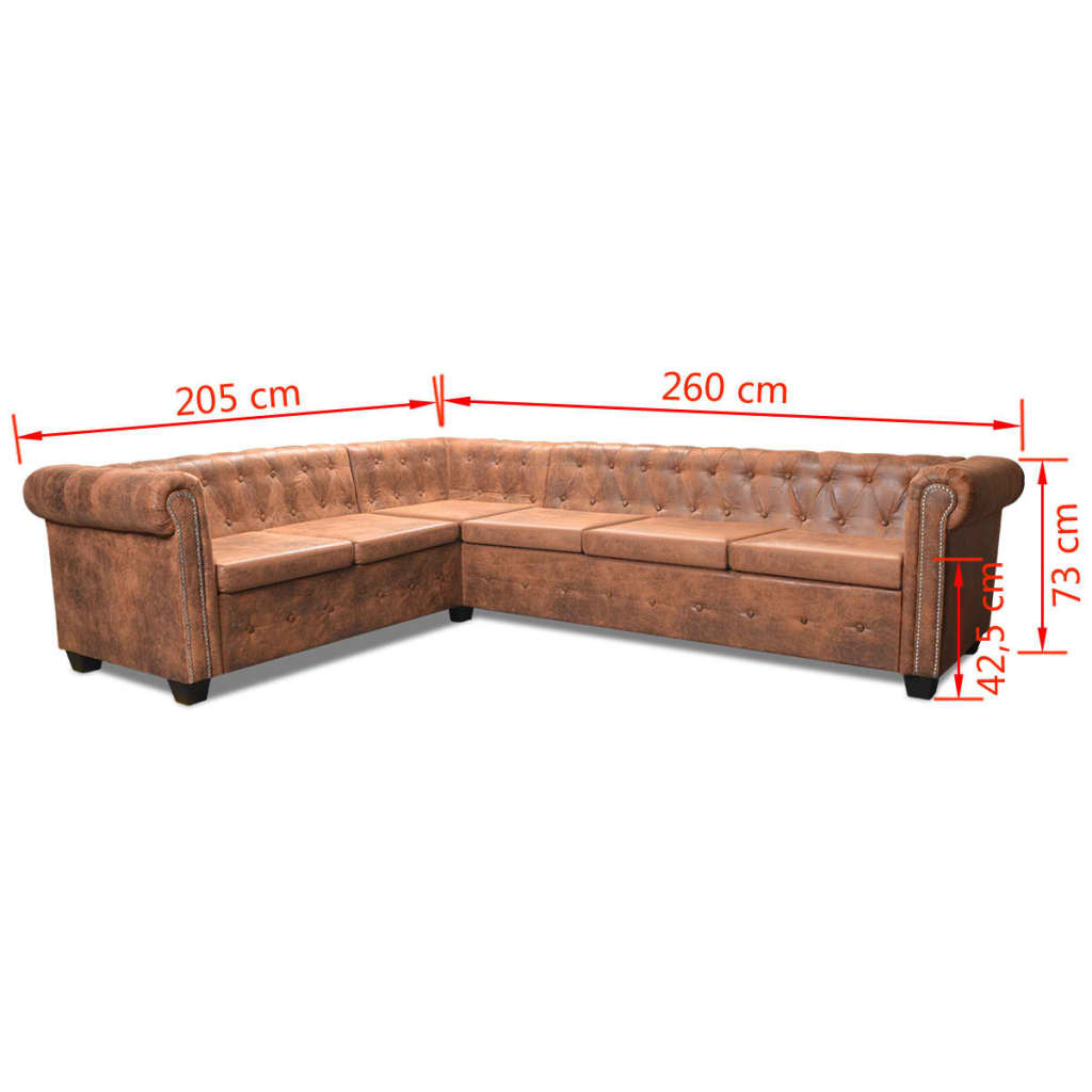 Canapea Colțar Chesterfield, 6 Locuri, Piele Artificială,