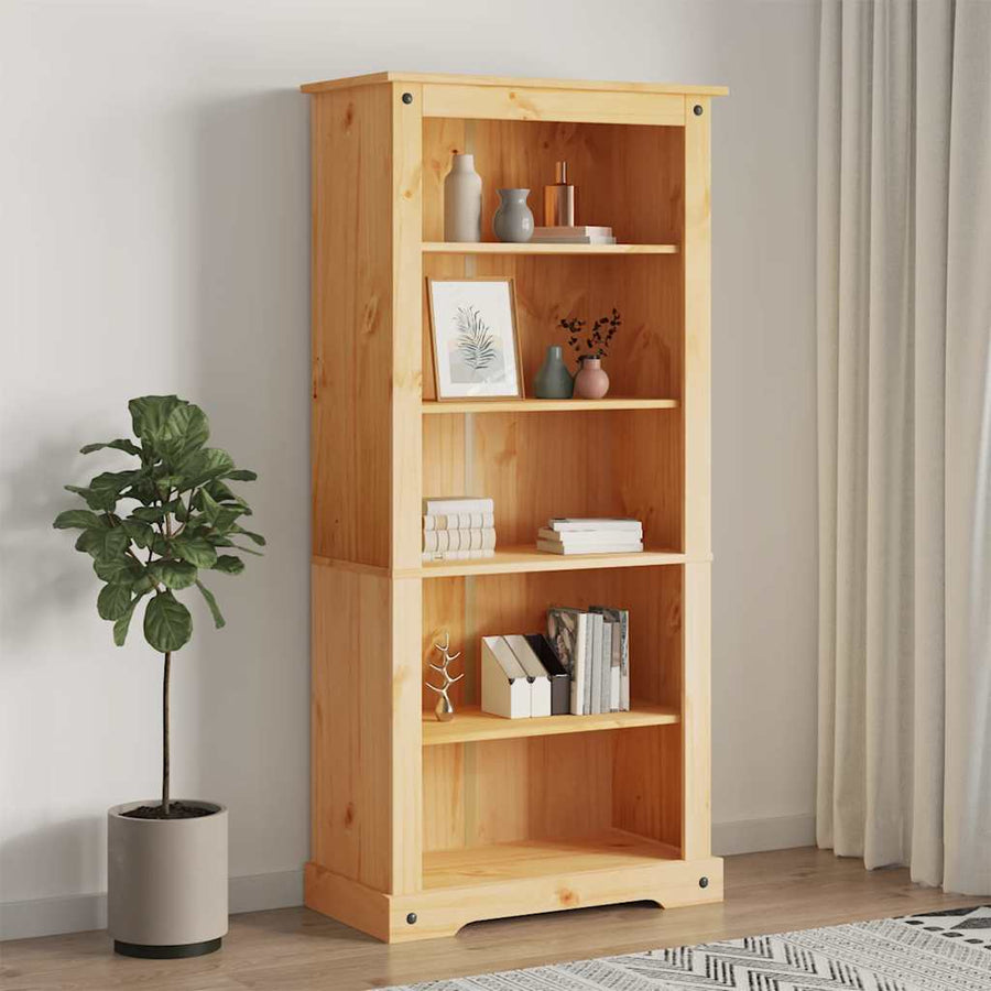 Bibliotecă 5 Rafturi, 81X40X, Pin Mexican, Stil Corona