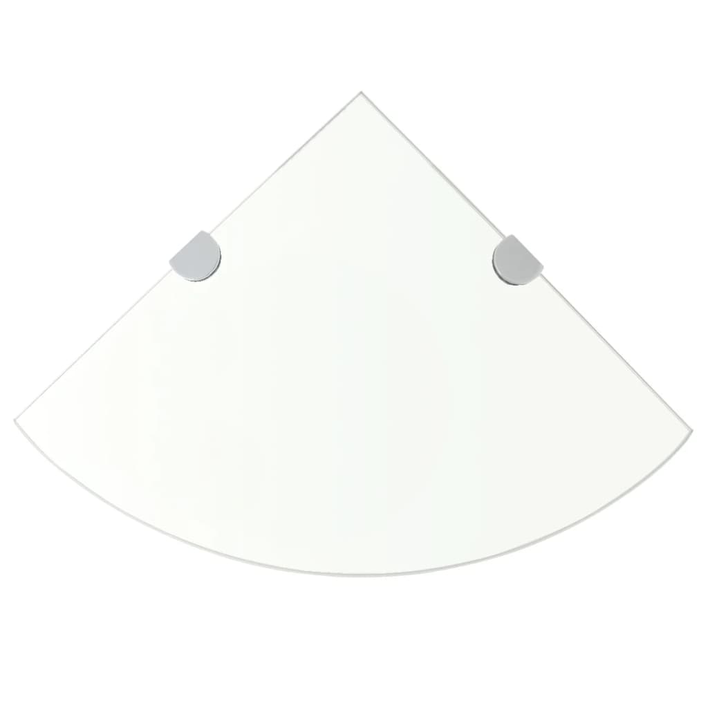 Raft De Colț Din Sticlă Ă Cu Suporți Crom Transparent
