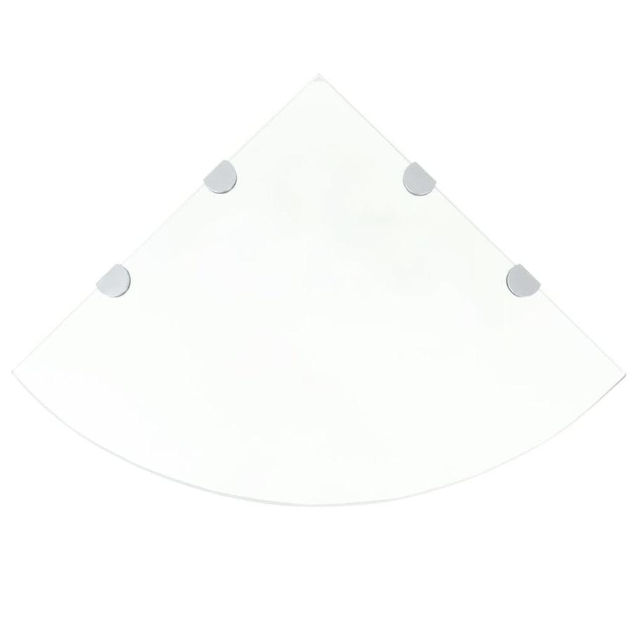 Raft De Colț Sticlă Ă Cu Suporți De Crom, Transparent