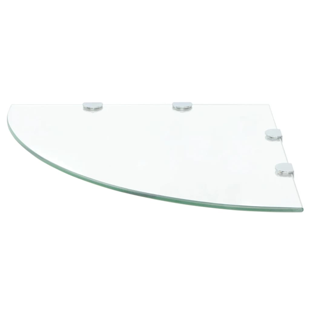 Raft De Colț Sticlă Ă Cu Suporți De Crom, Transparent