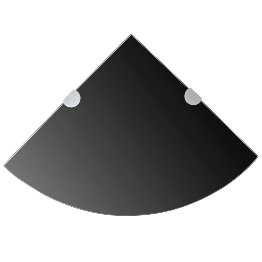 Raft De Colț Din Sticlă Cu Suporți De Crom, Negru