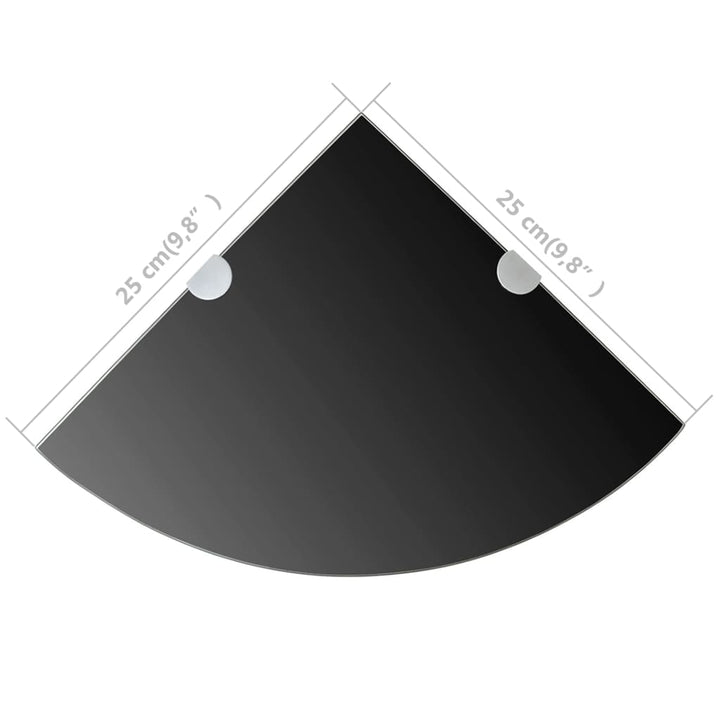Raft De Colț Din Sticlă Cu Suporți De Crom, Negru