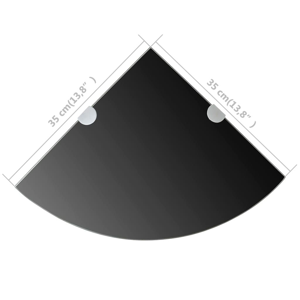 Raft De Colț Din Sticlă Cu Suporți De Crom, Negru