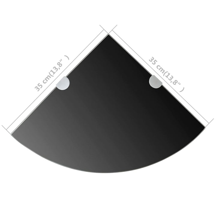 Raft De Colț Din Sticlă Cu Suporți De Crom, Negru