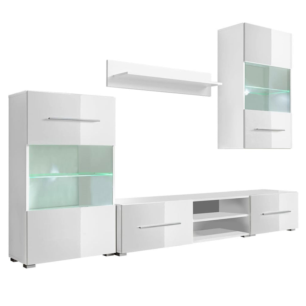 Set Mobilier Comodă Tv De Perete, 5 Piese, Iluminare Led,