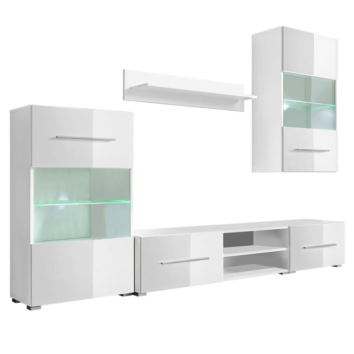 Set Mobilier Comodă Tv De Perete, 5 Piese, Iluminare Led,