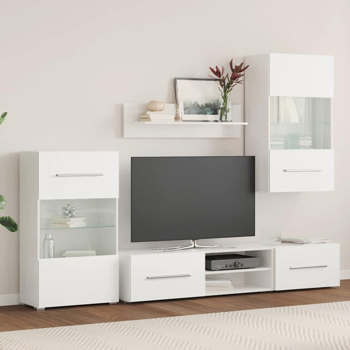 Set Mobilier Comodă Tv De Perete, 5 Piese, Iluminare Led,