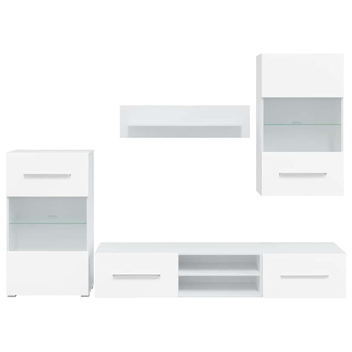 Set Mobilier Comodă Tv De Perete, 5 Piese, Iluminare Led,