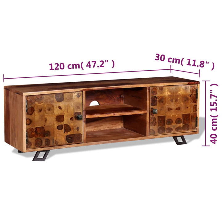Comodă Tv Din Lemn De Sheesham Masiv, 120 X 30 X 40 Cm
