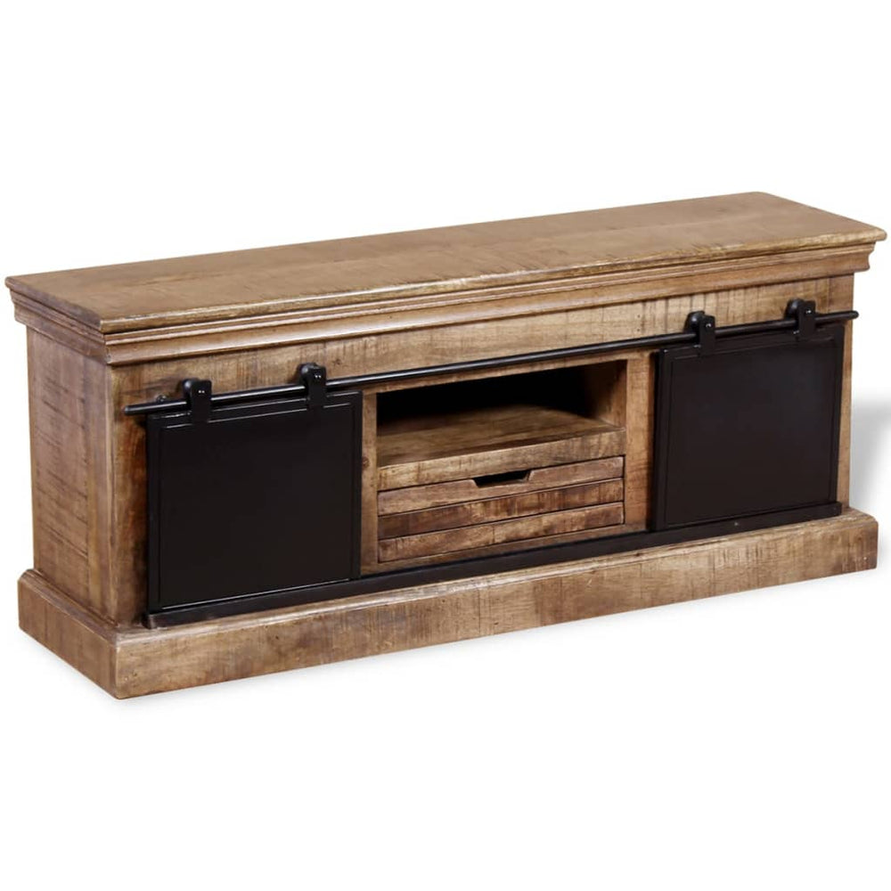 Comodă Tv Cu 2 Uși Glisante Lemn De Mango Masiv 110X30X45 Cm