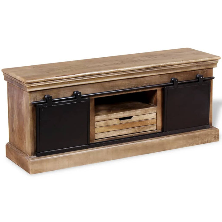 Comodă Tv Cu 2 Uși Glisante Lemn De Mango Masiv 110X30X45 Cm