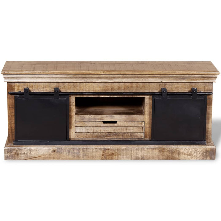 Comodă Tv Cu 2 Uși Glisante Lemn De Mango Masiv 110X30X45 Cm