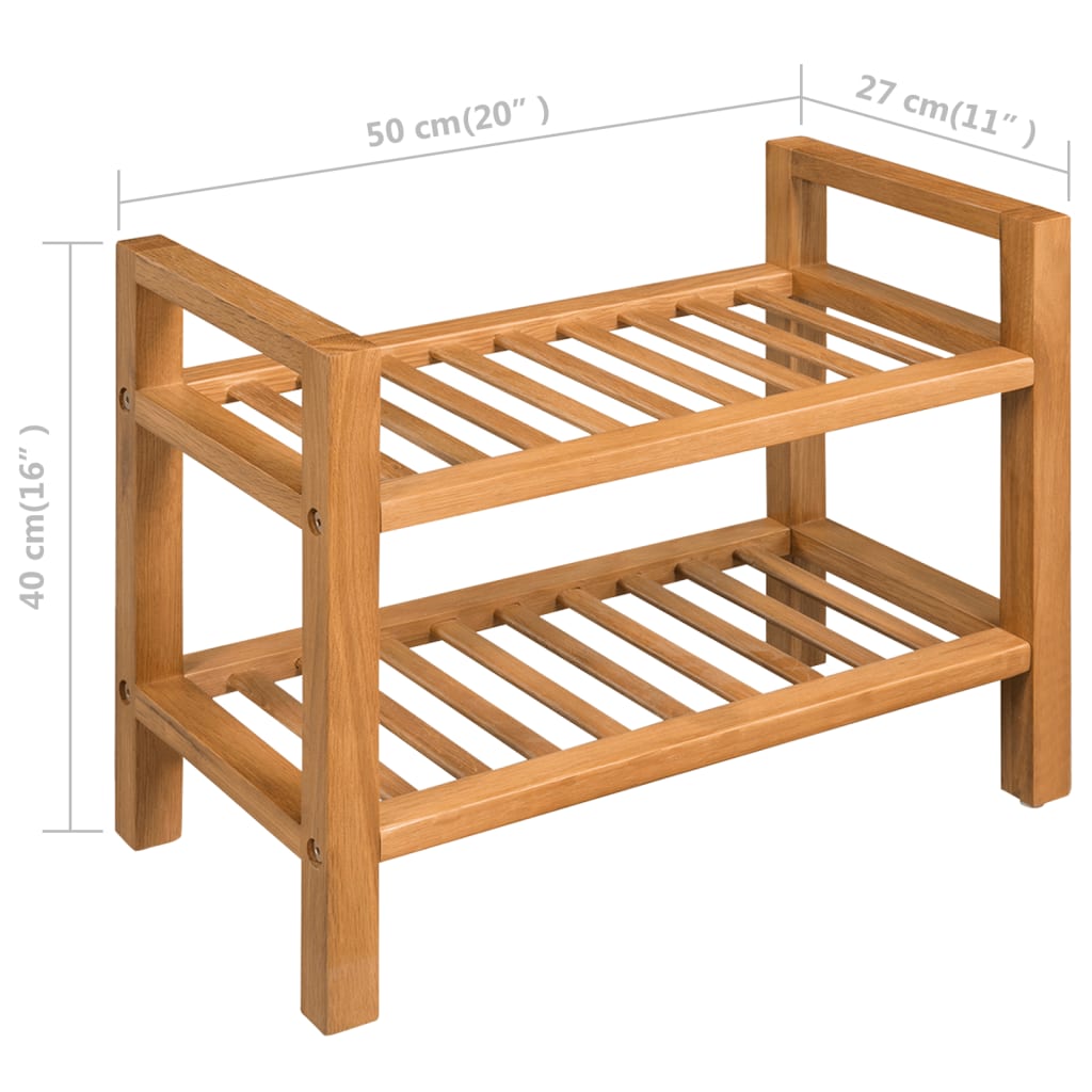Pantofar Cu 2 Rafturi, 50X27X, Lemn Masiv De Stejar