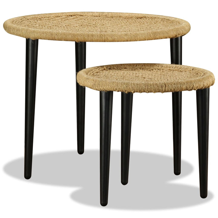 Set Măsuțe Cafea, 2 Buc., Detalii Chindi Împletite, Multicolor