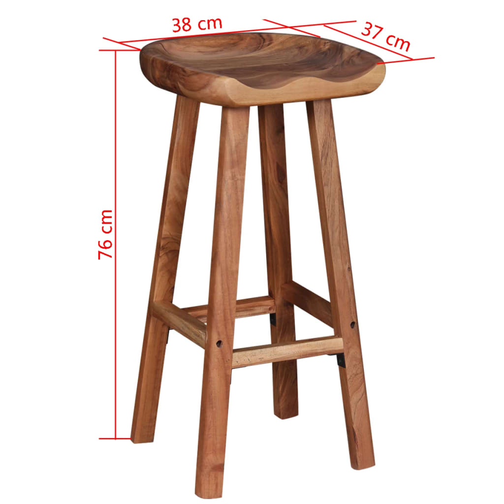 Scaune De Bar, 2 Buc., Lemn Masiv De Acacia