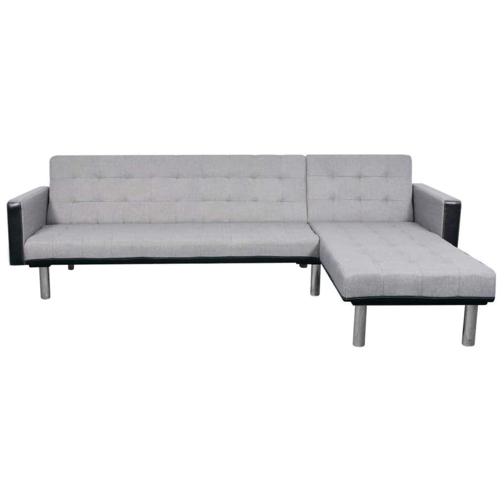 Canapea Extensibilă În Formă De L, Și Gri, Textil