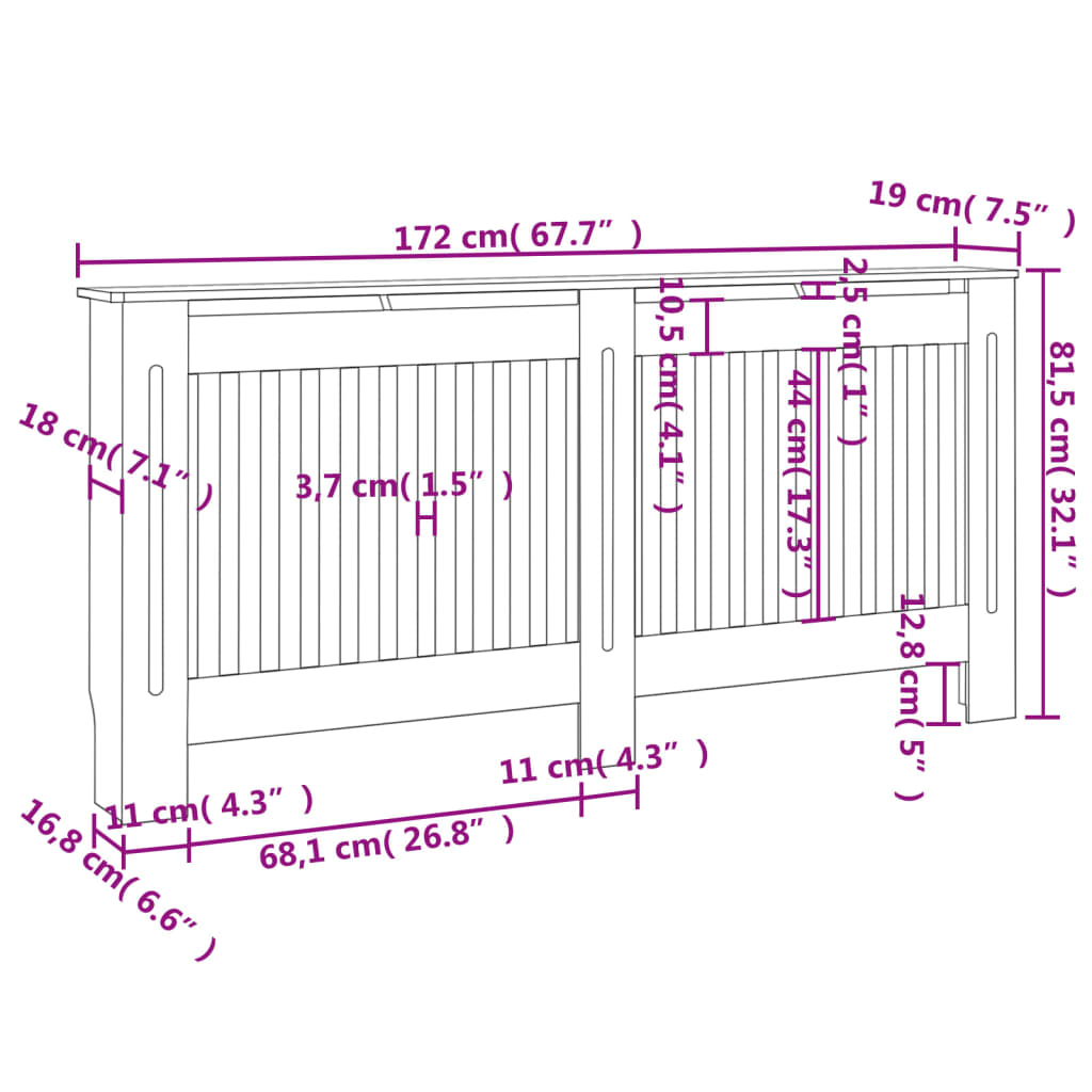Mască Pentru Calorifer, Mdf, 172 Cm,