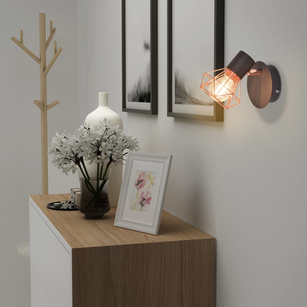 Lampă De Perete 2 Buc, E14, Negru Și Arămiu