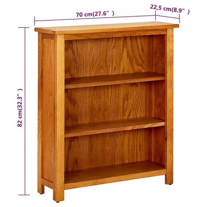 Bibliotecă Cu 3 Rafturi, 70 X 22,5 X 82 Cm, Lemn Masiv Stejar
