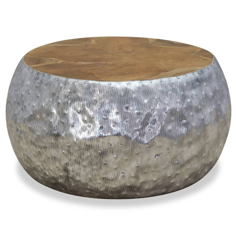Măsuță De Cafea Din Aluminiu Și Tec, 60 X 60 X 30 Cm