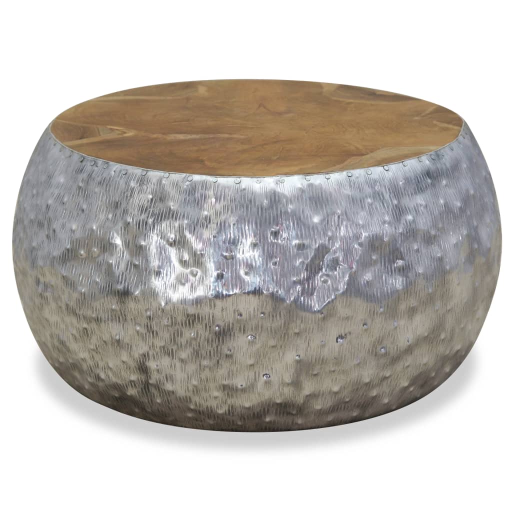 Măsuță De Cafea Din Aluminiu Și Tec, 60 X 60 X 30 Cm