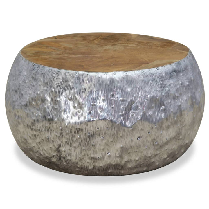 Măsuță De Cafea Din Aluminiu Și Tec, 60 X 60 X 30 Cm