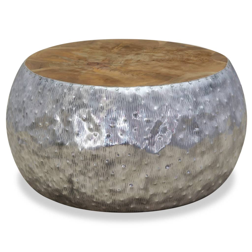 Măsuță De Cafea Din Aluminiu Și Tec, 60 X 60 X 30 Cm