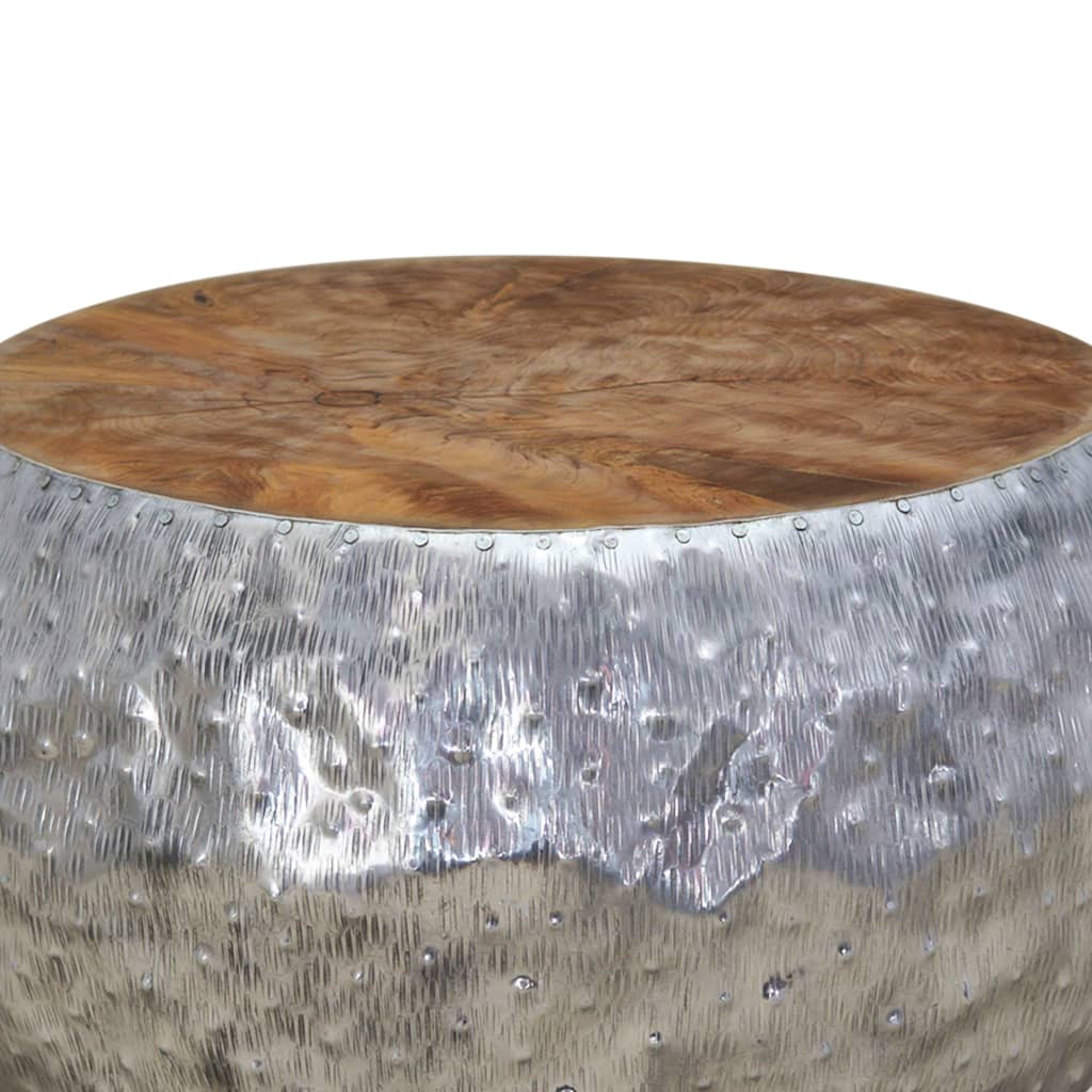 Măsuță De Cafea Din Aluminiu Și Tec, 60 X 60 X 30 Cm