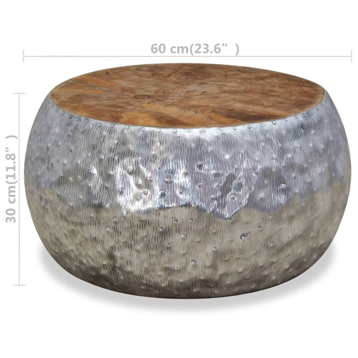 Măsuță De Cafea Din Aluminiu Și Tec, 60 X 60 X 30 Cm