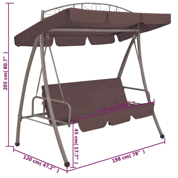Balansoar De Exterior Extensibil Cu Copertină, Cafeniu
