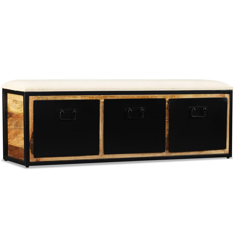 Bancă Depozitare Cu 3 Sertare, Lemn Masiv De Mango 120X30X40 Cm