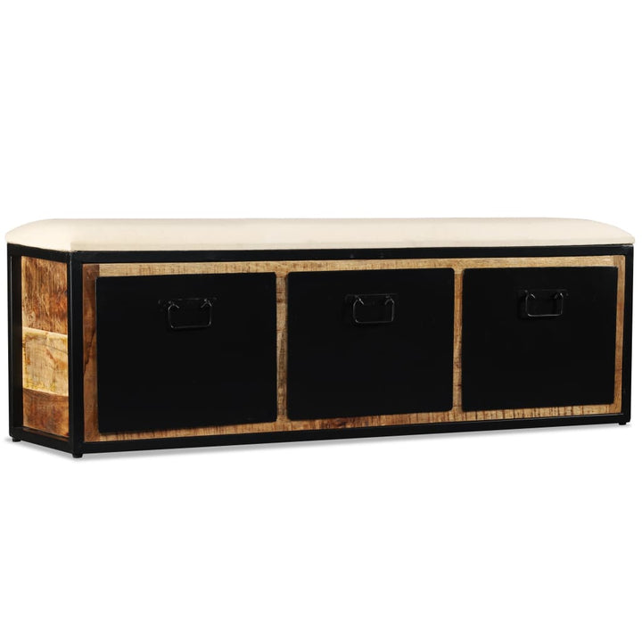 Bancă Depozitare Cu 3 Sertare, Lemn Masiv De Mango 120X30X40 Cm